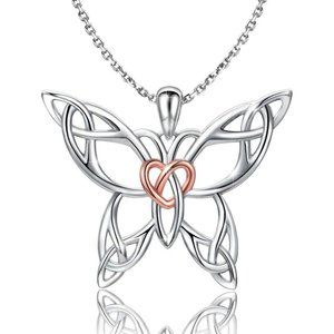 925 Sterling Silver Celtic Butterfly Heart Necklace Earrings Jewelry Women